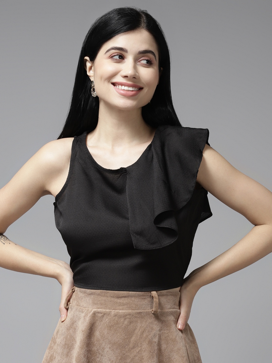 

Aarika Black Layered Georgette Top