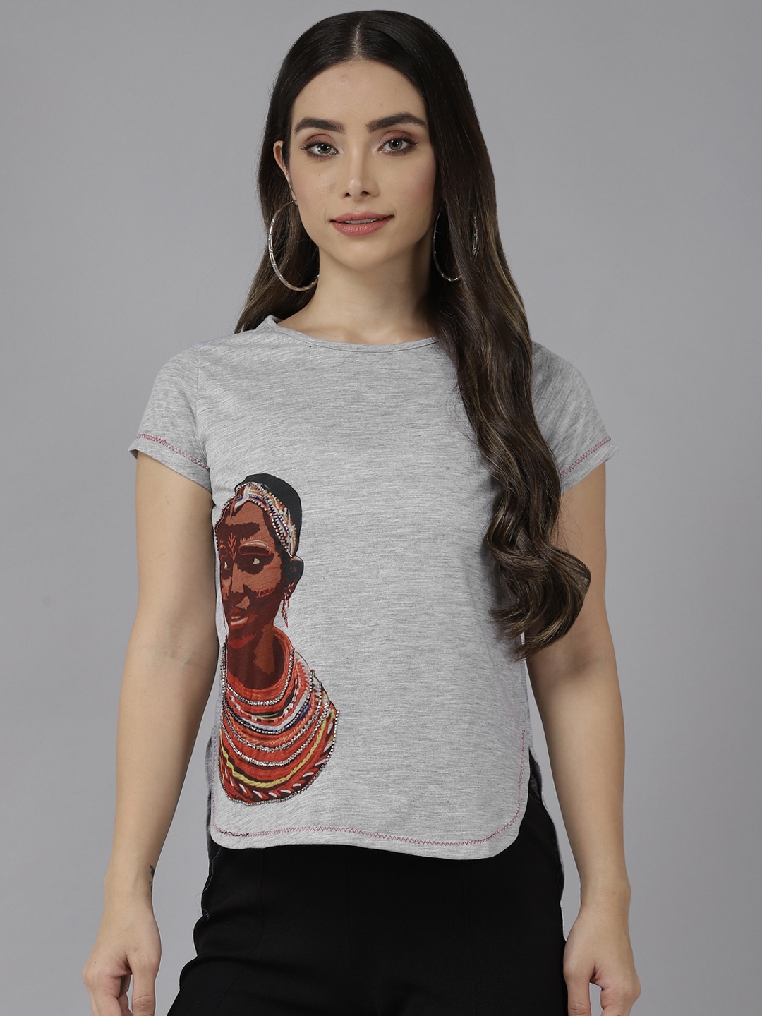 

Aarika Grey Print Georgette Top