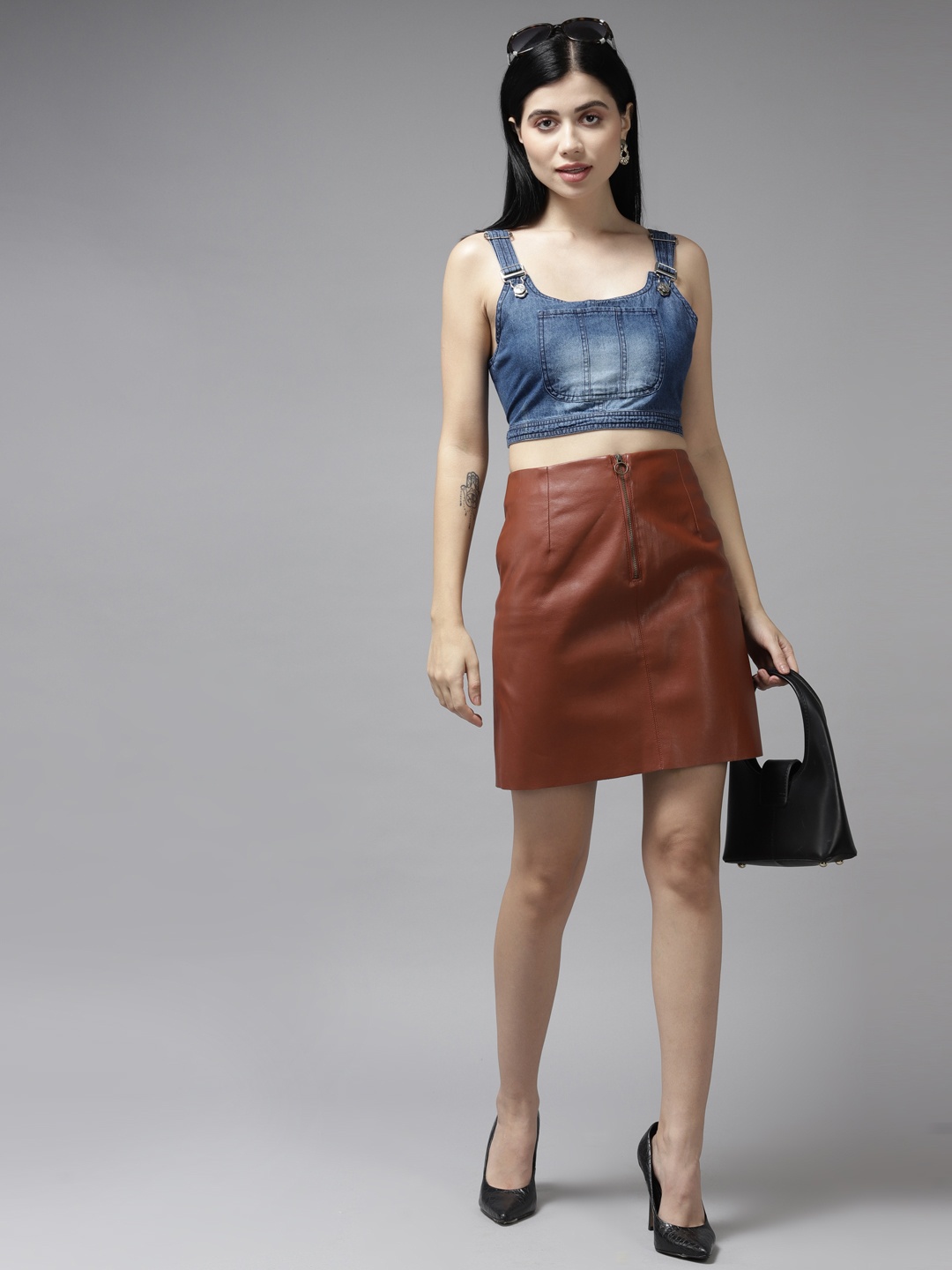 

Aarika Blue Georgette Crop Top