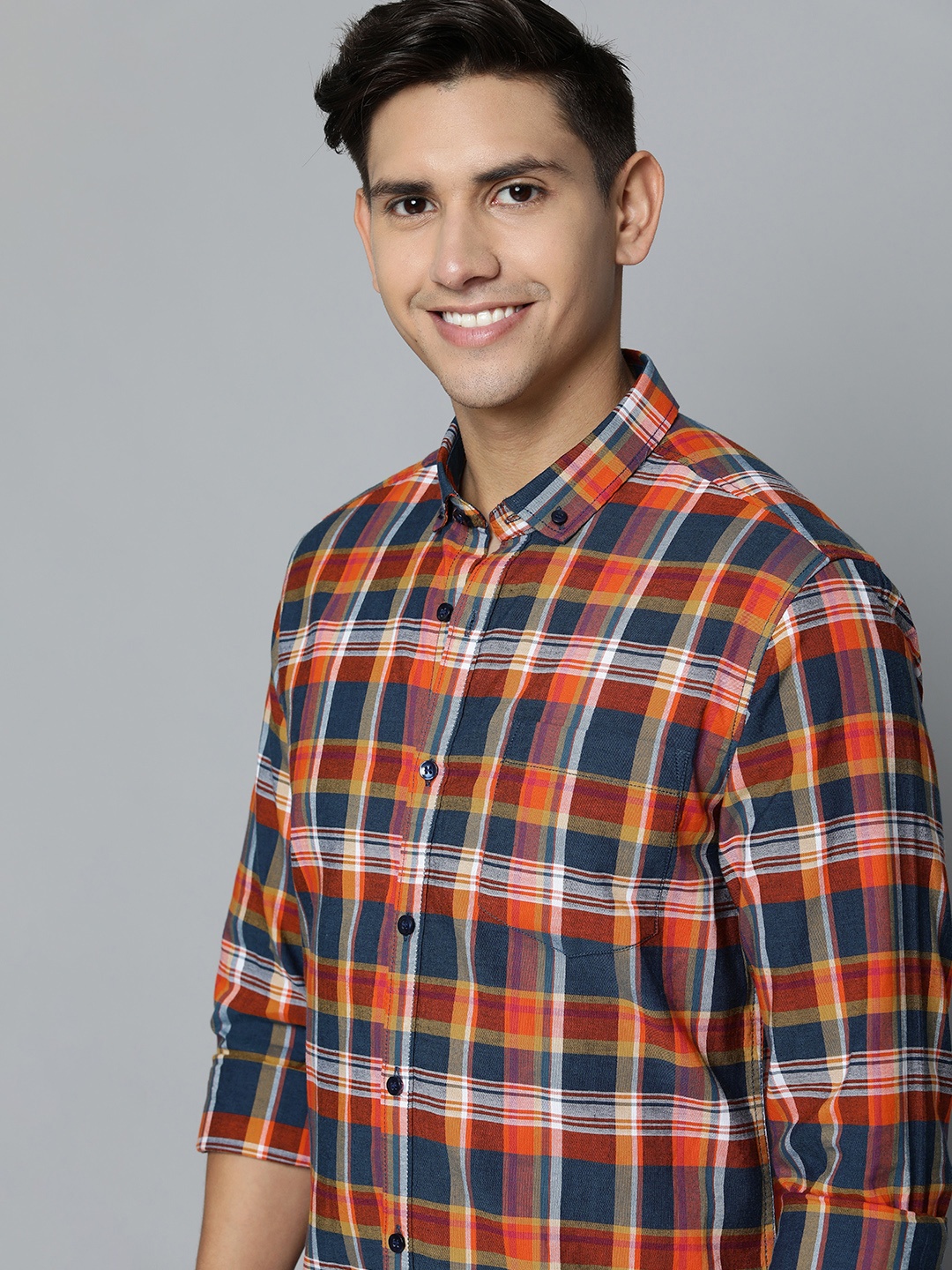 

Mast & Harbour Pure Cotton Slim Fit Checked Casual Shirt, Multi