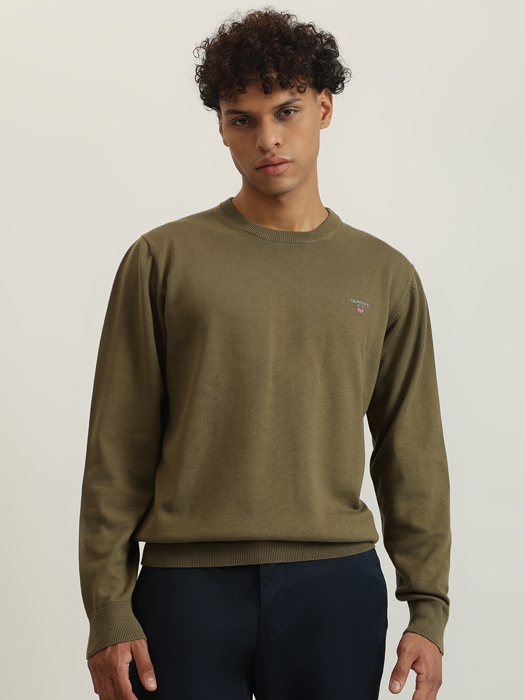 

GANT Men Green Solid Pullover