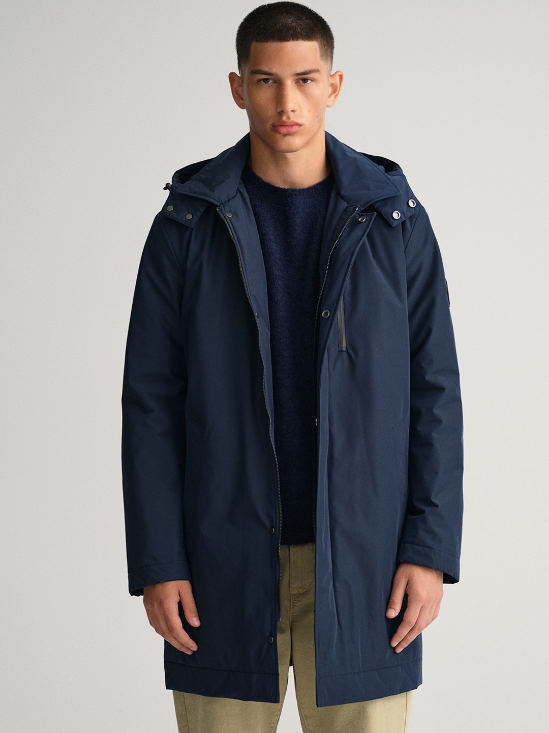 

GANT Men Navy Blue Solid Windcheater Longline Padded Jacket