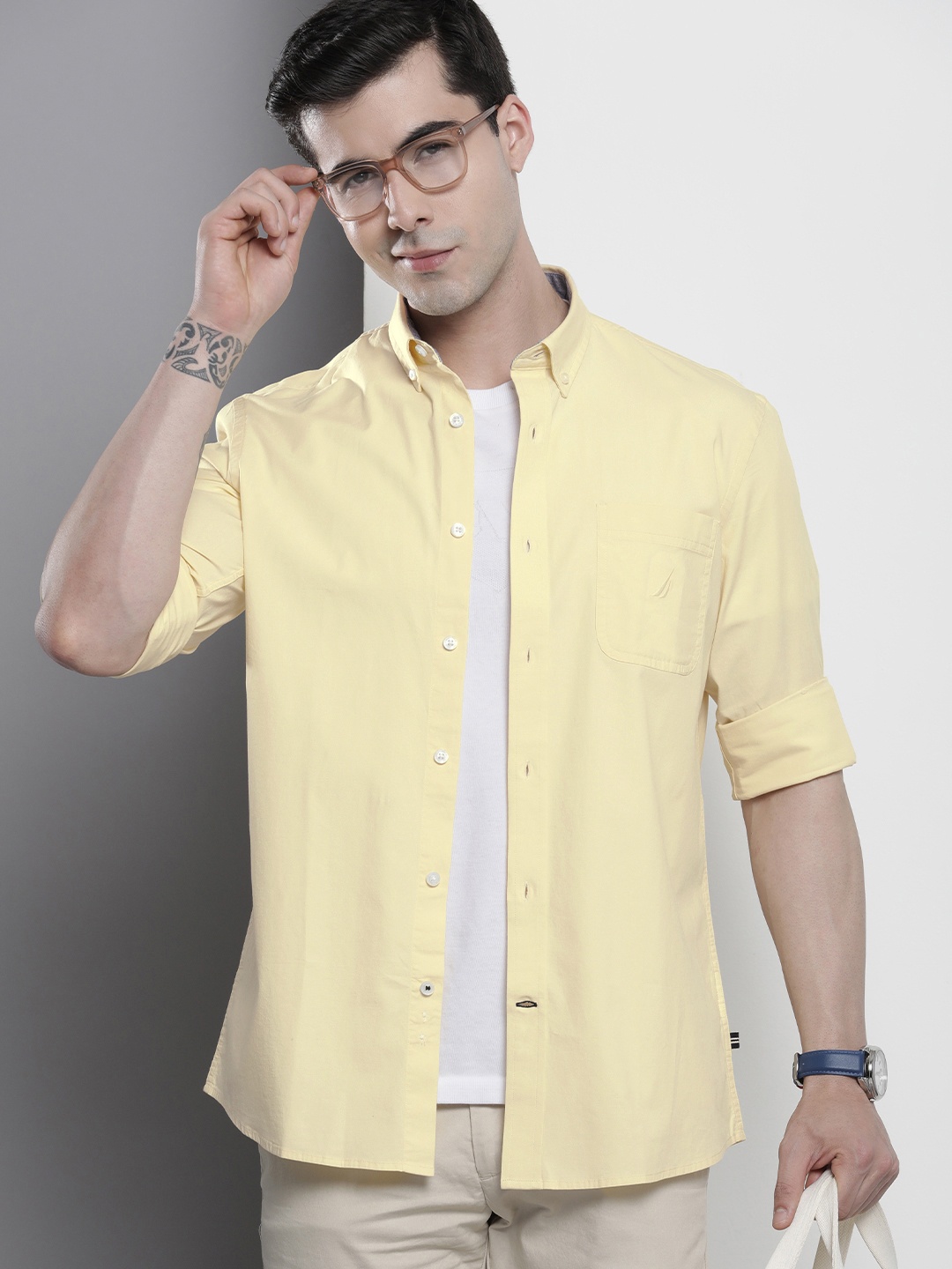 

Nautica Button-Down Slim Fit Casual Shirt, Yellow