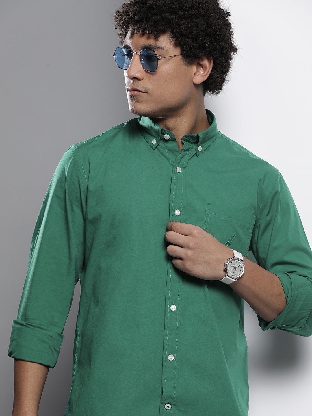 

Nautica Men Slim Fit Stretch Casual Shirt, Green