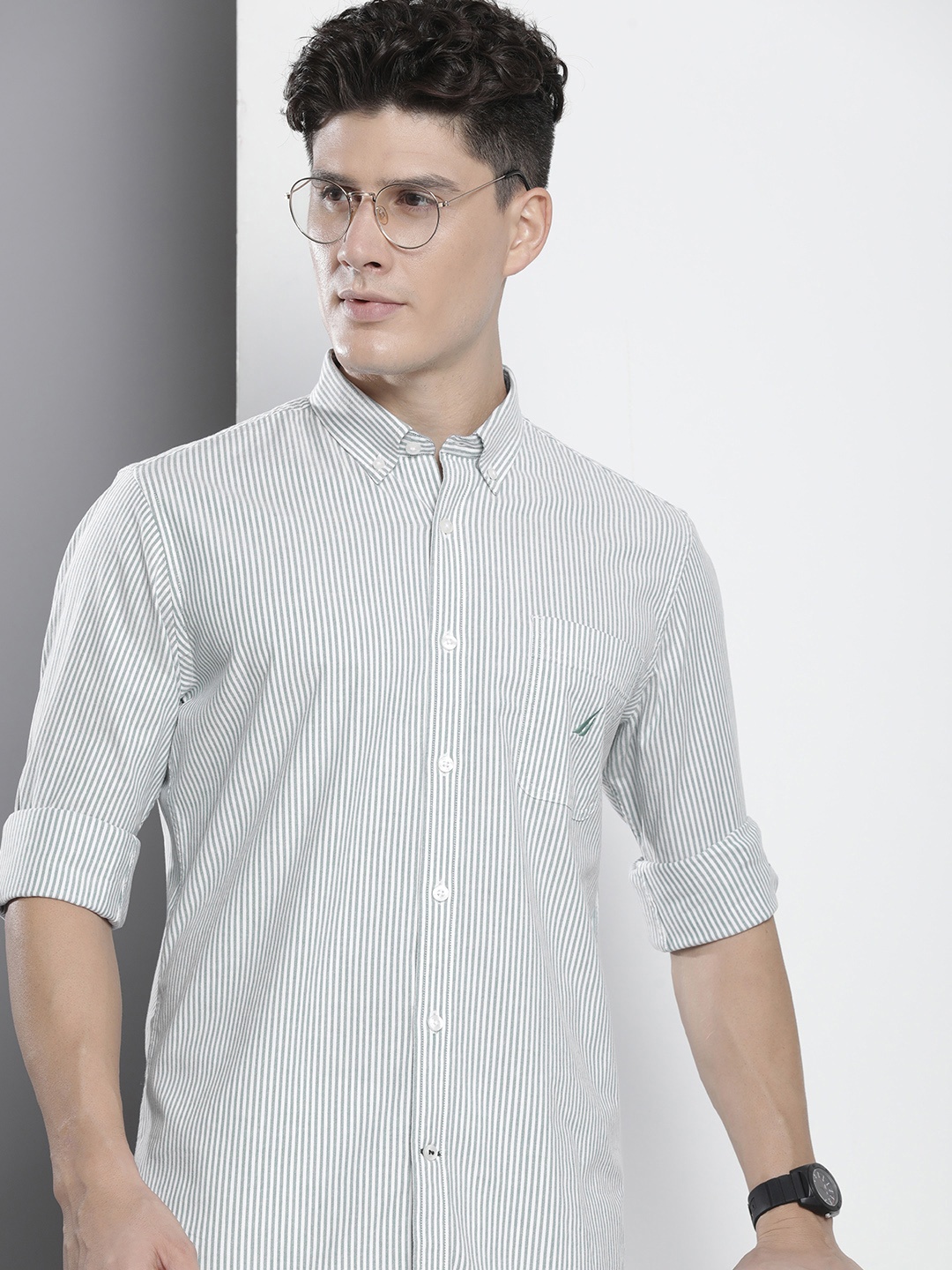 

Nautica Classic Striped Casual Shirt, Green