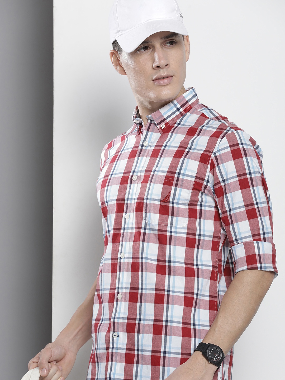 

Nautica Slim Fit Tartan Checked Casual Shirt, Red