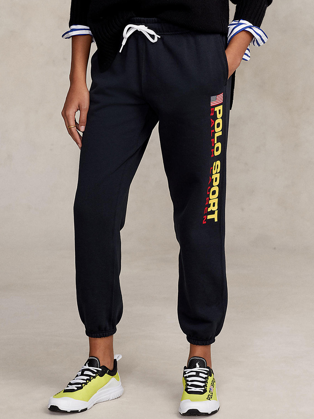

Polo Ralph Lauren Women Black Typography Printed Solid Joggers