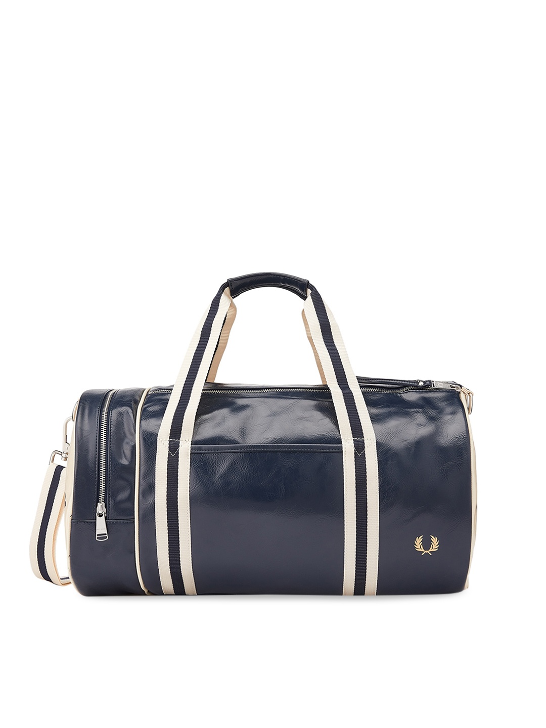 

Fred Perry Men Navy Blue & Off White Colourblocked Barrel Bag