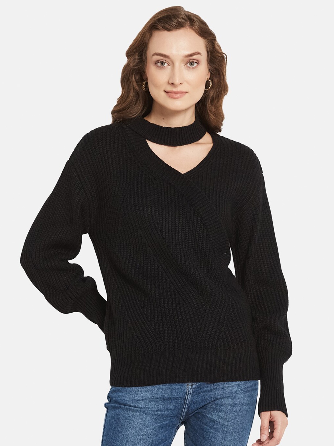 

METTLE Women Black Solid Pullover