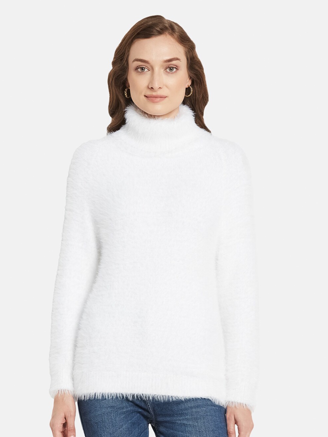 

METTLE Women White Solid Pullover