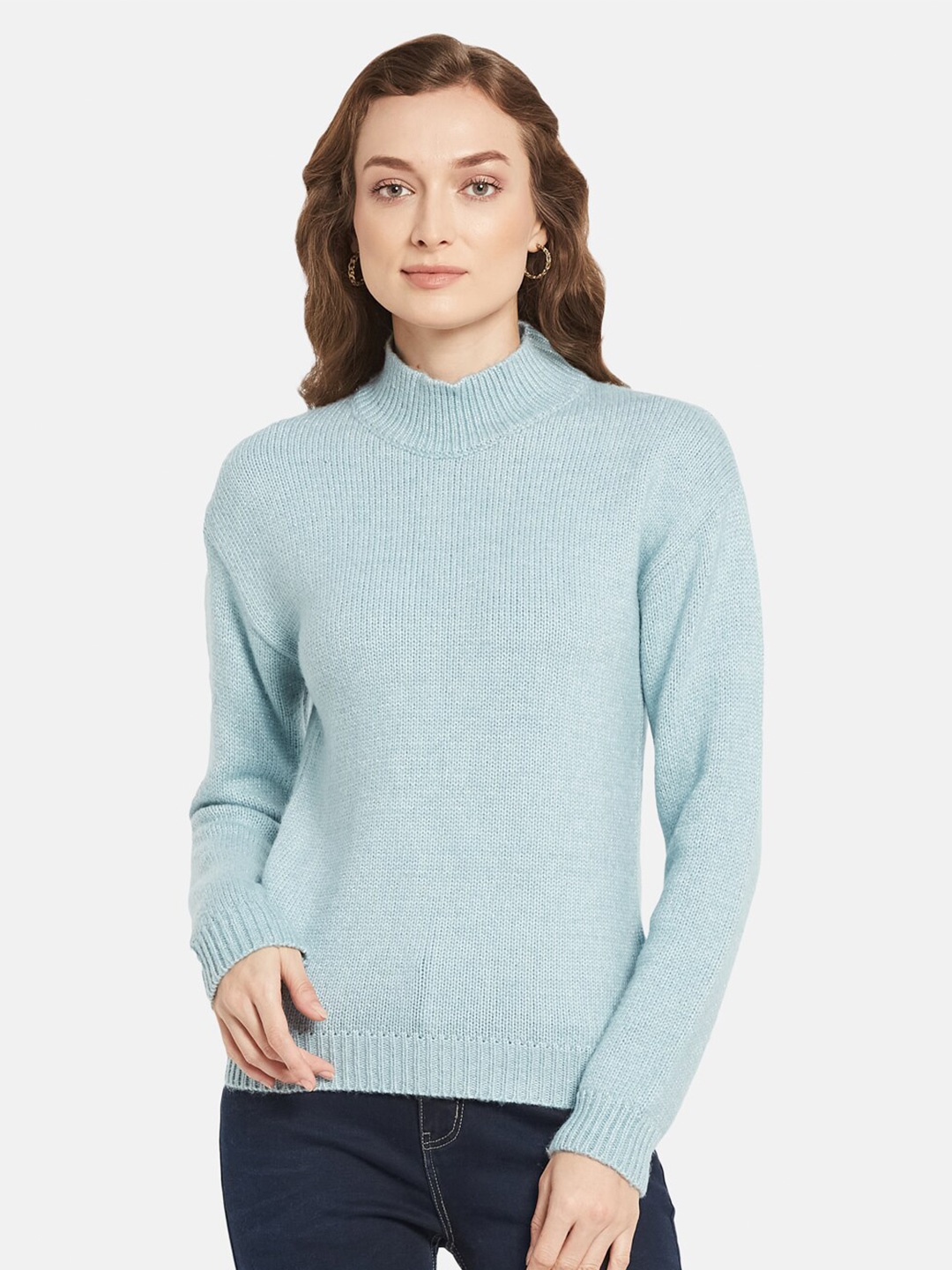 

METTLE Women Blue Solid Pullover