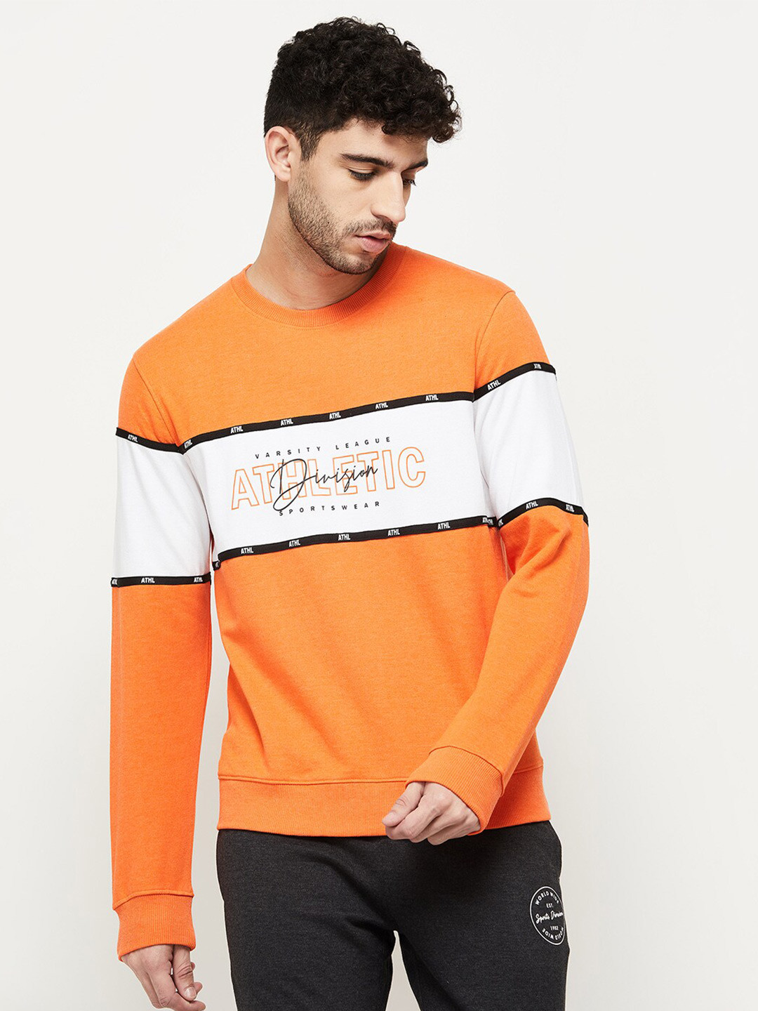

max Men Orange Colourblocked Sweatshirt