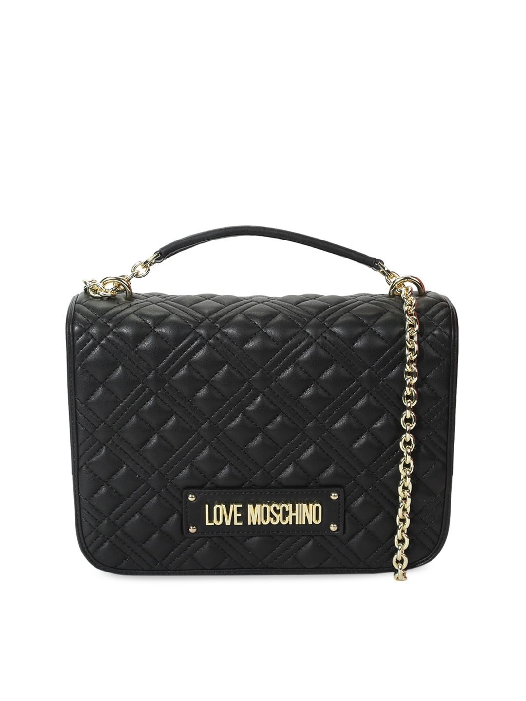 

LOVE MOSCHINO Black Textured PU Structured Shoulder Bag