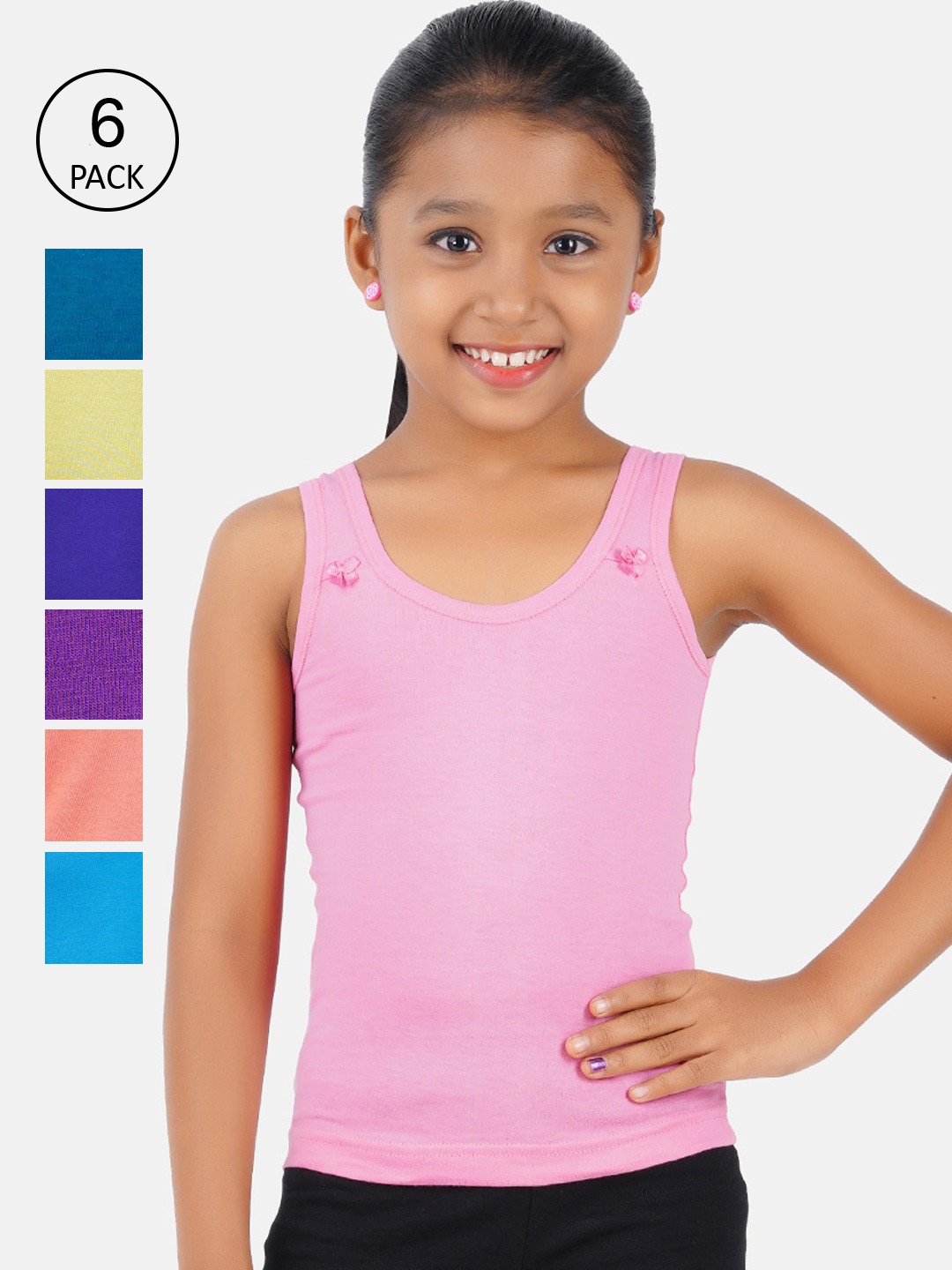 

Ramraj Infants Girls Pack Of 6 Assorted Cotton Camisoles