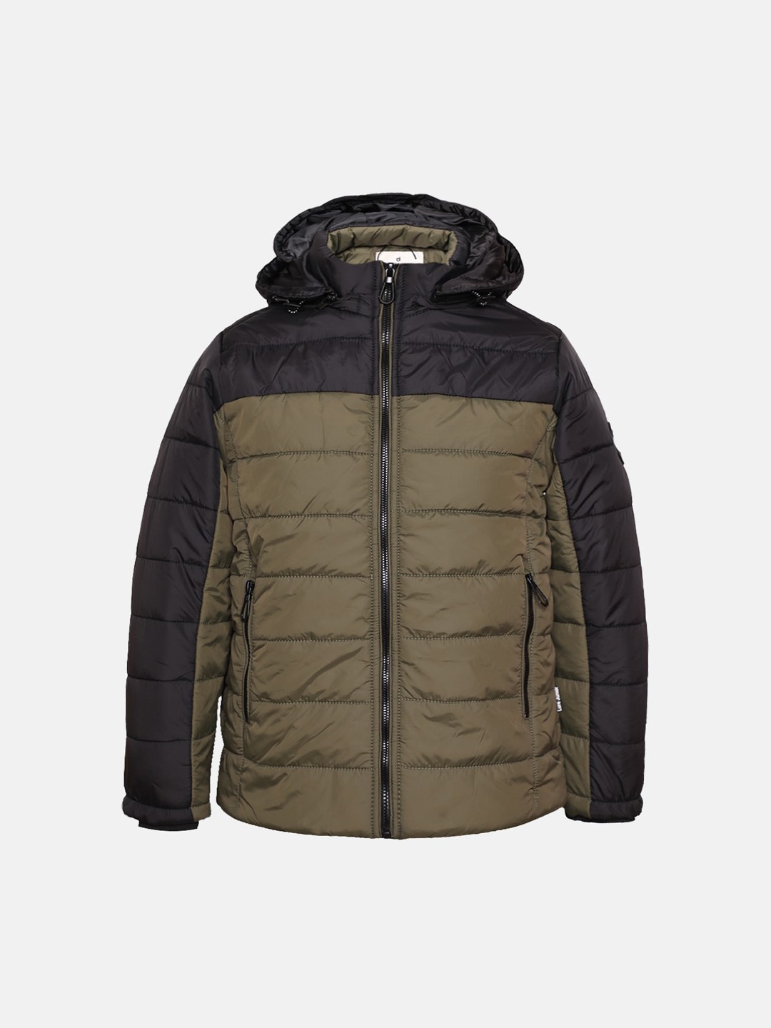 

LURE JUNIOR Boys Green Colourblocked Hooded Puffer Winter Jacket