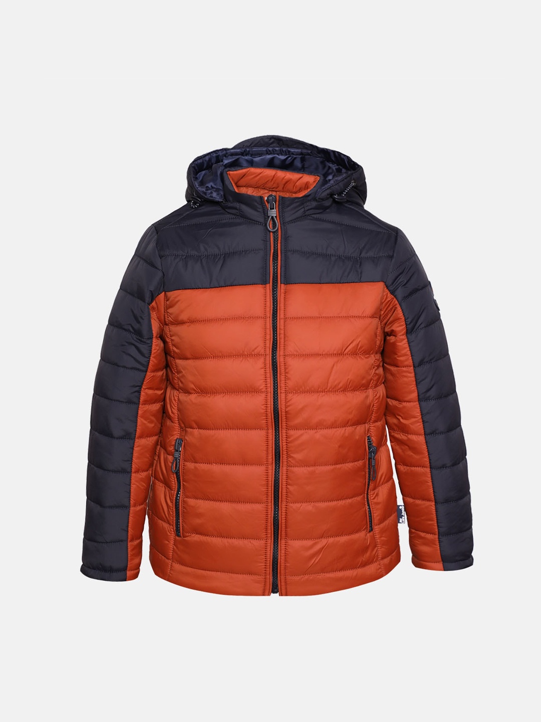 

LURE JUNIOR Boys Rust & Black Colourblocked Hooded Polyester Puffer Jacket