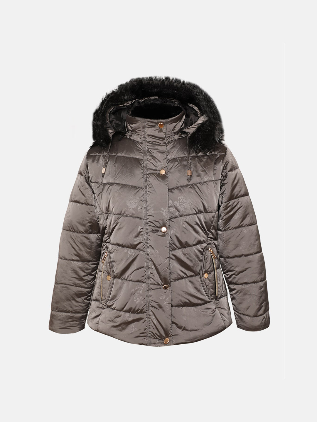 

LURE JUNIOR Girls Grey Floral Printed Puffer Jacket