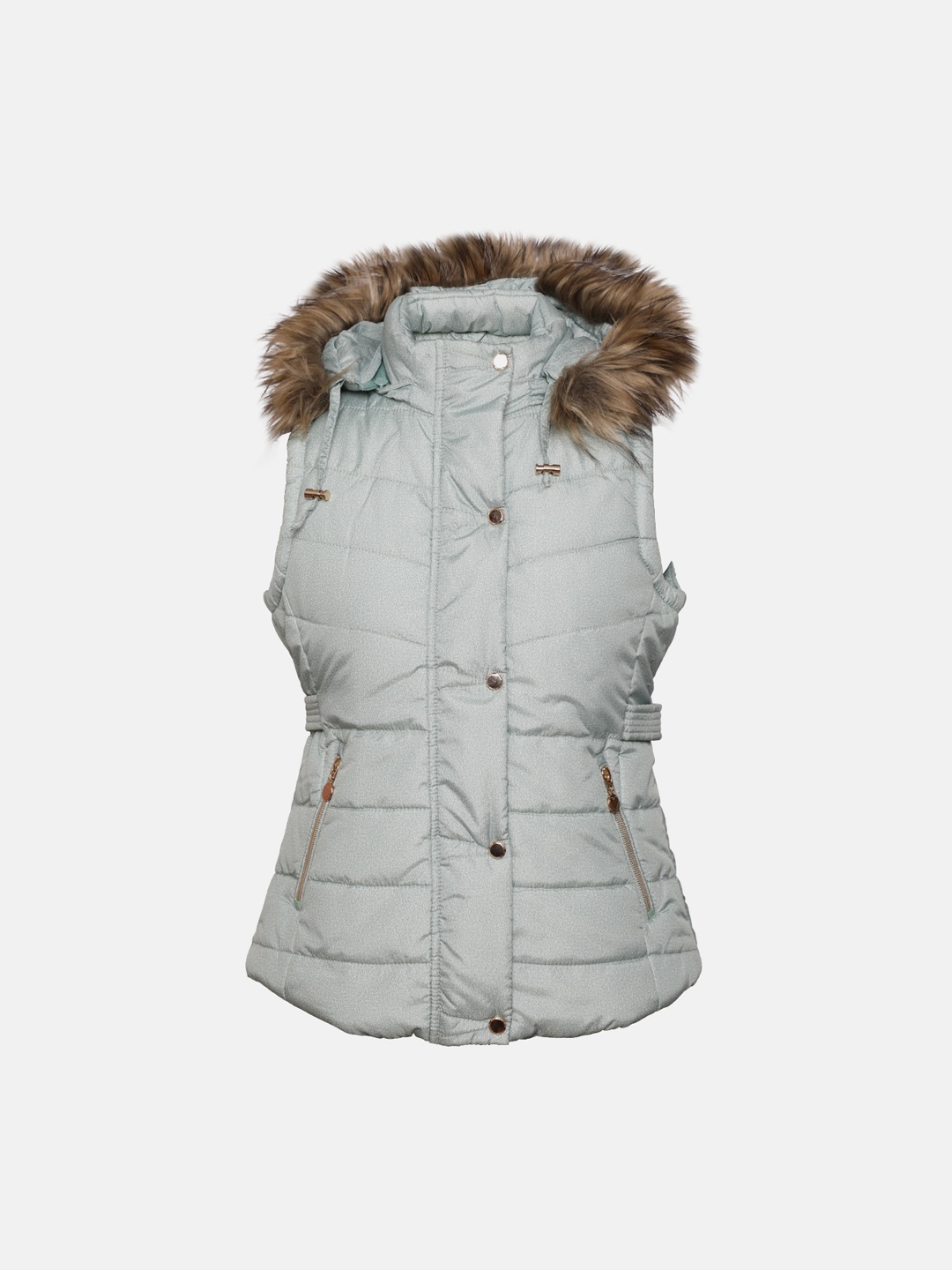 

LURE JUNIOR Girls Green Outdoor Sleeveless Puffer Jacket