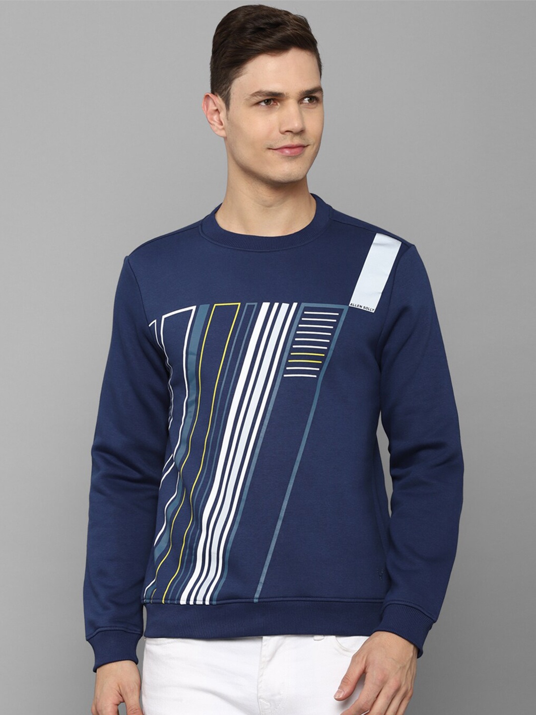 

Allen Solly Men Blue Printed Pure Cotton Sweatshirt