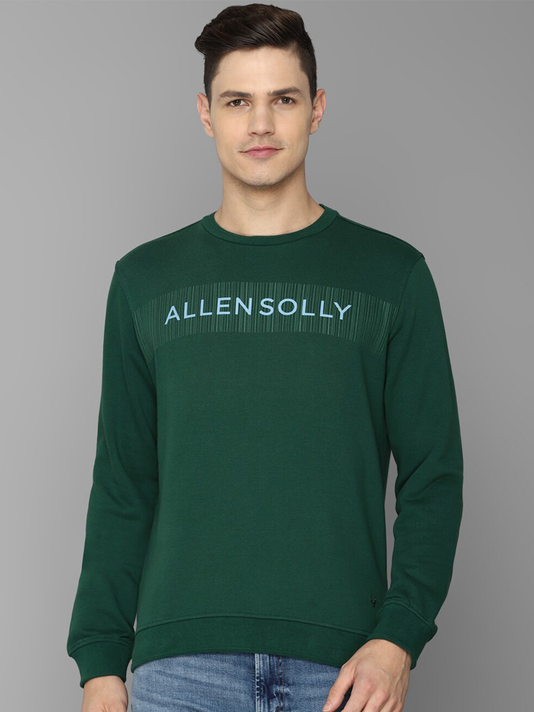 

Allen Solly Men Green Printed Pure Cotton Sweatshirt