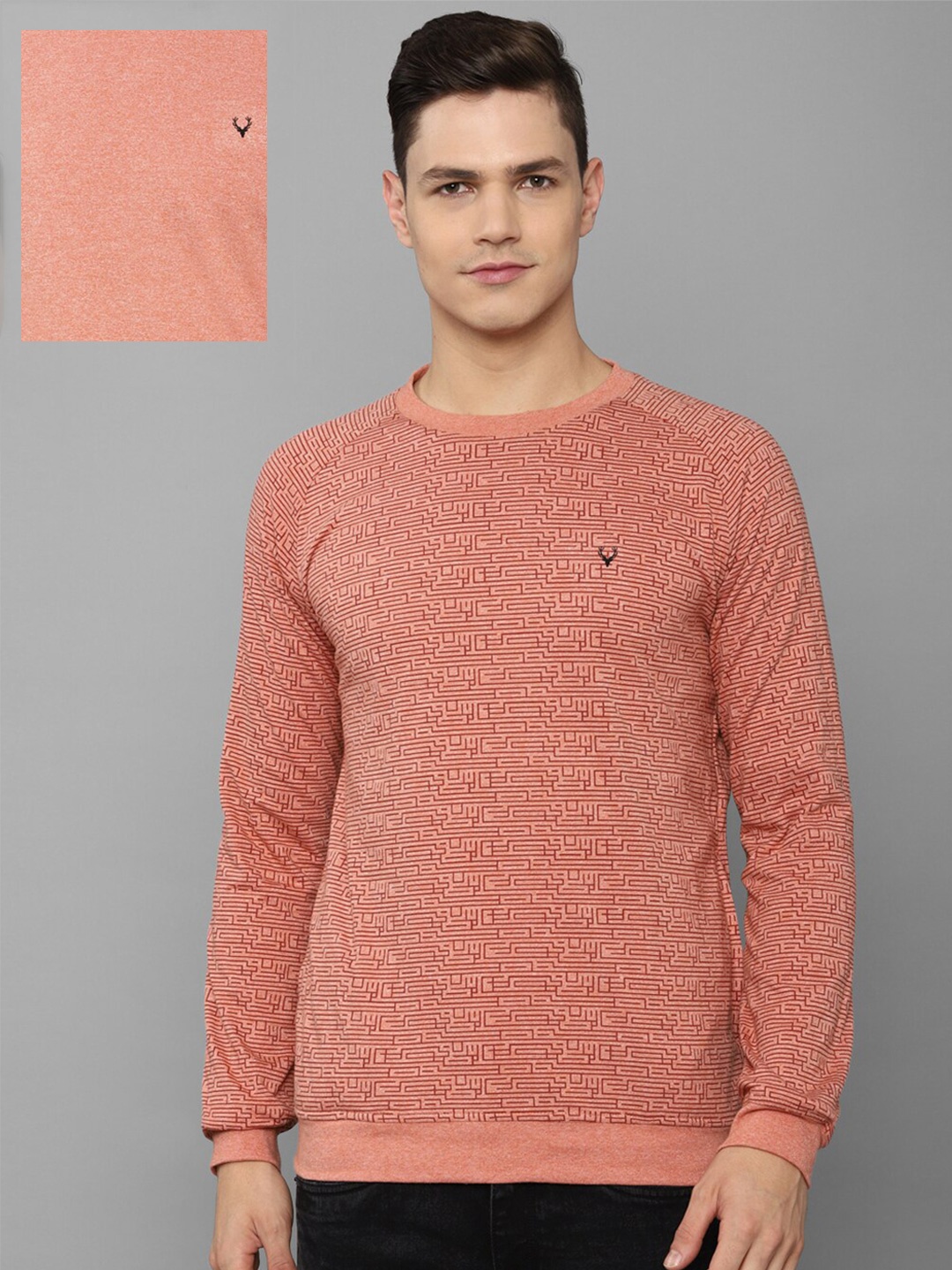 

Allen Solly Men Peach-Coloured Cotton Sweatshirt