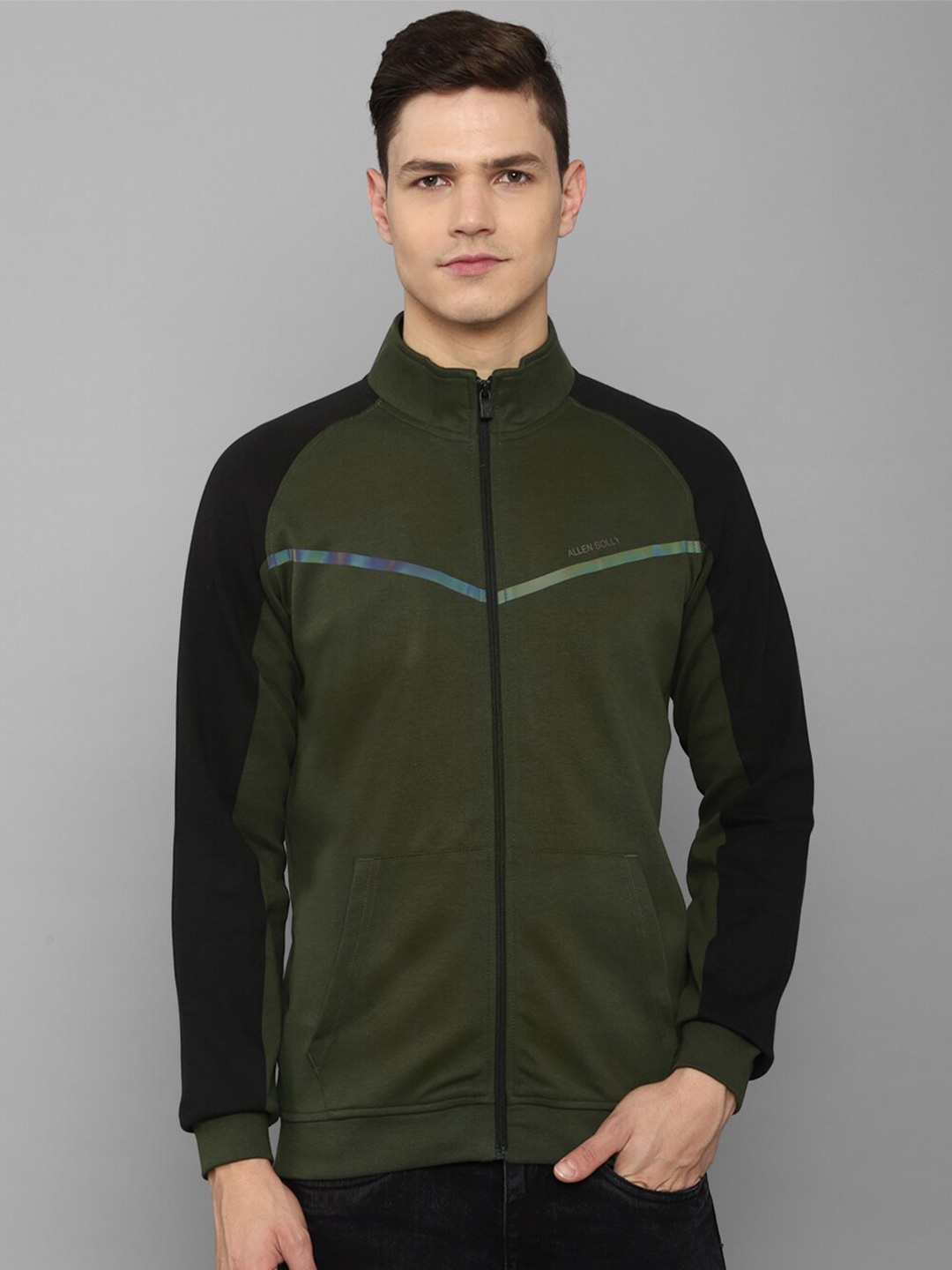 

Allen Solly Men Olive Green Cotton Sweatshirt