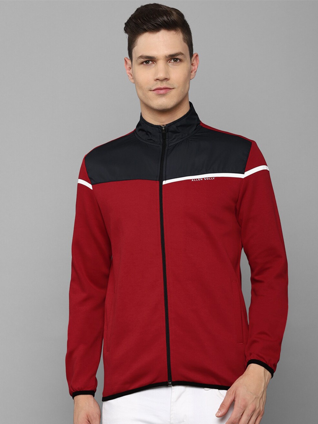 

Allen Solly Men Red Colourblocked Sweatshirt