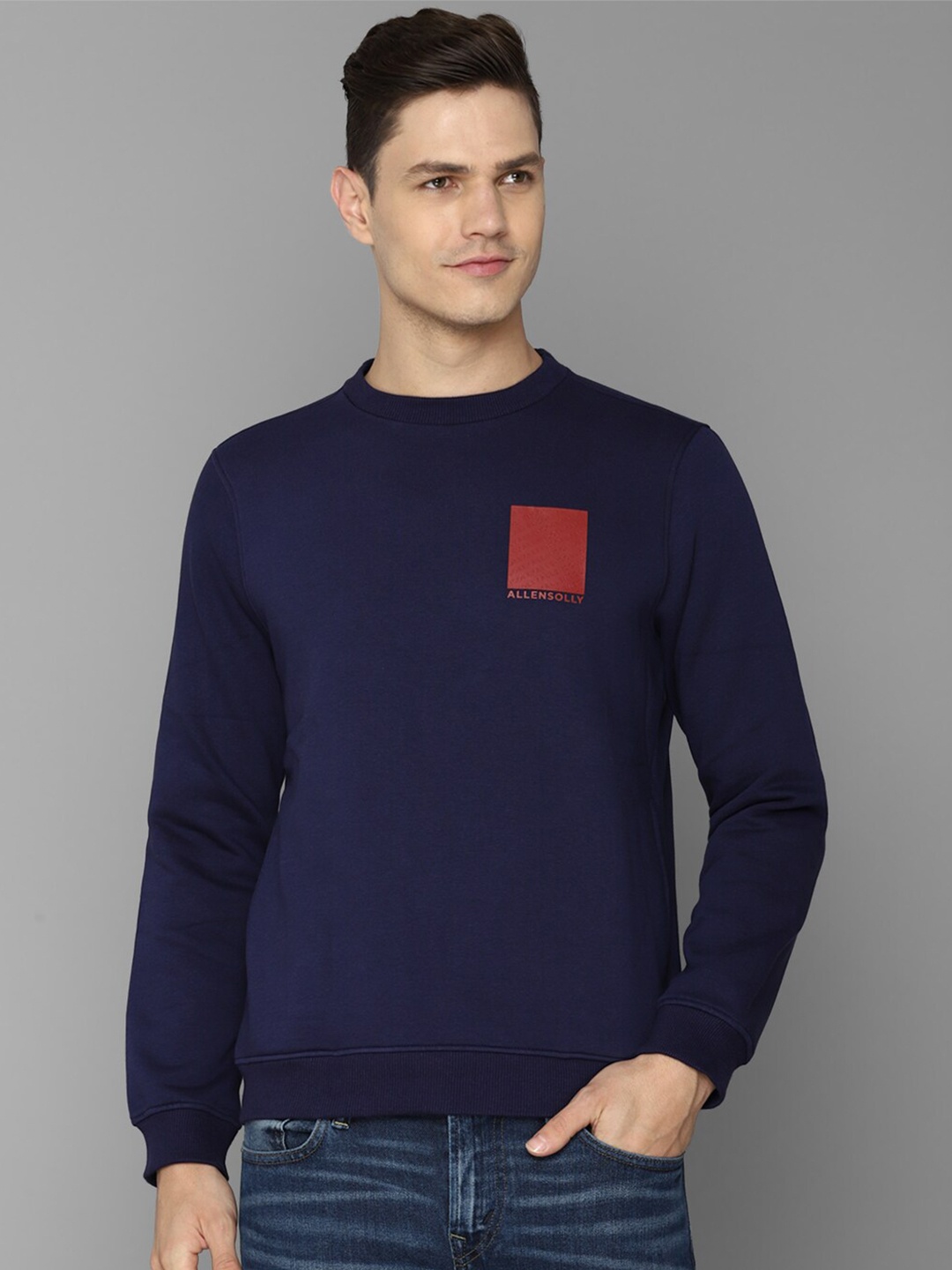

Allen Solly Men Navy Blue Cotton Sweatshirt