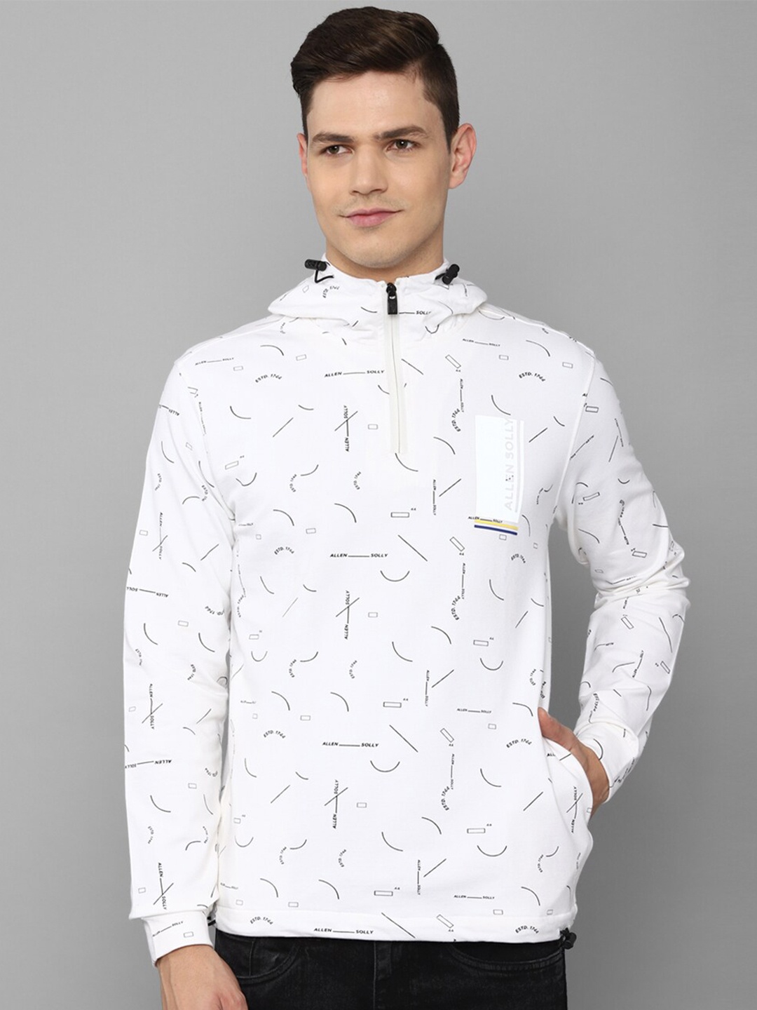 

Allen Solly Men White Printed Cotton Hooded Sweatshirt