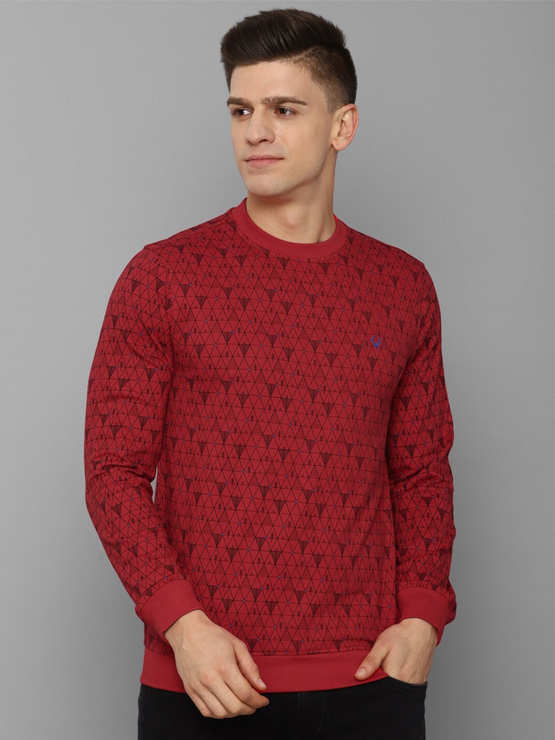 

Allen Solly Men Maroon Printed Cotton Sweatshirt