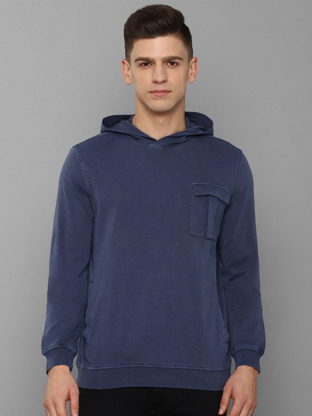 

Allen Solly Men Navy Blue Cotton Hooded Sweatshirt
