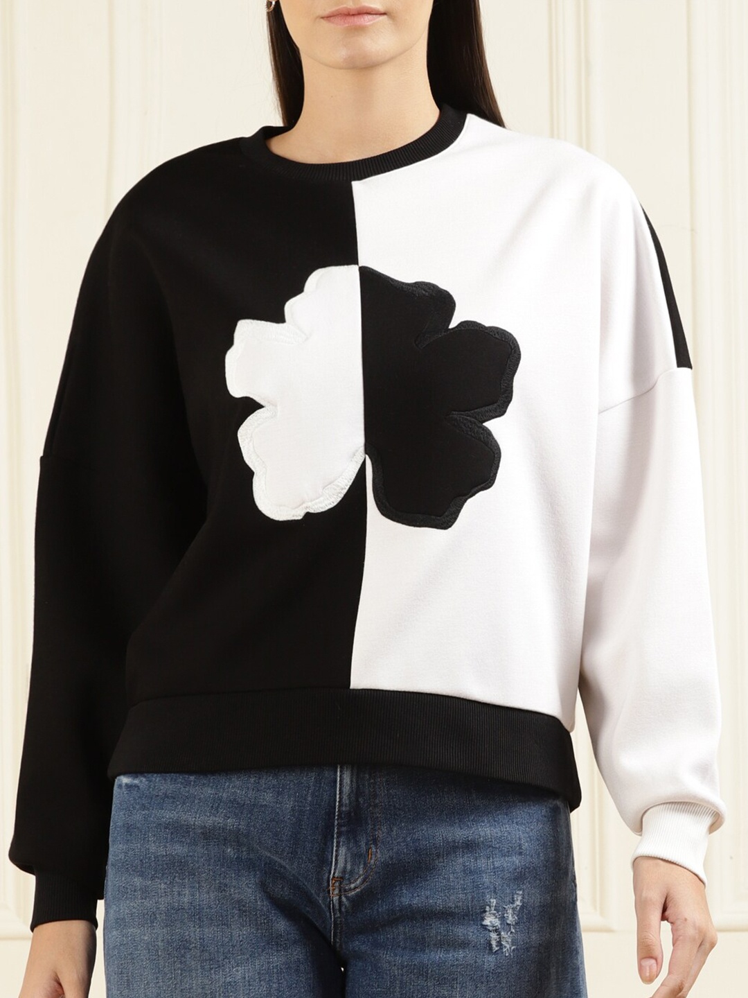 

Ted Baker Women Black & White Printed Sweatshirt
