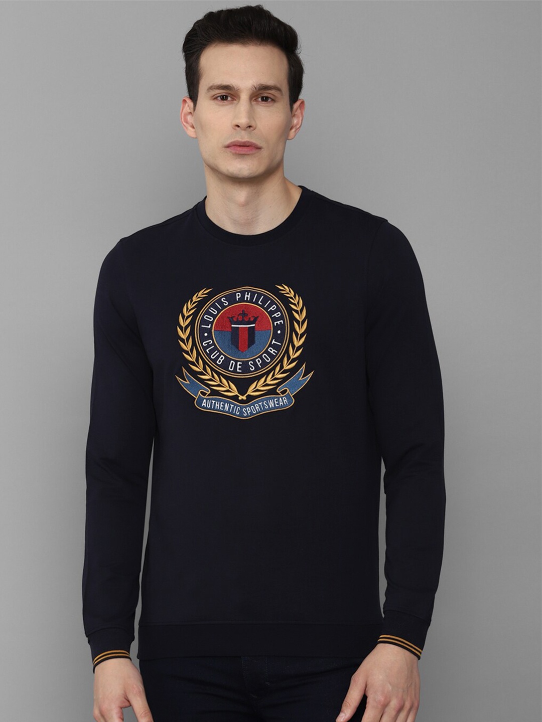 

Louis Philippe Sport Men Navy Blue Printed Cotton Sweatshirt