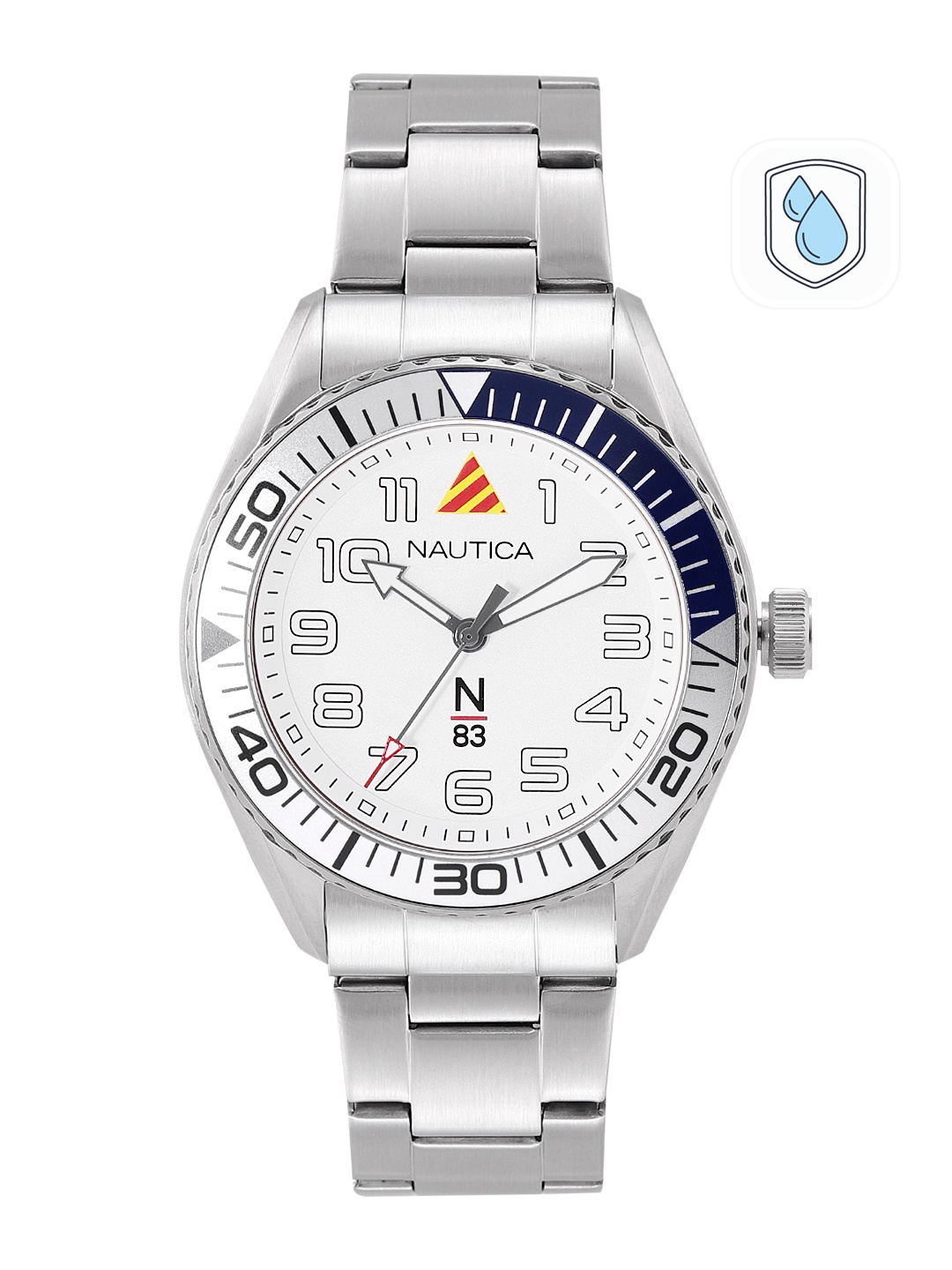 

Nautica Men White Dial & Silver Toned Bracelet Style Straps Analogue Watch NAPFWF203