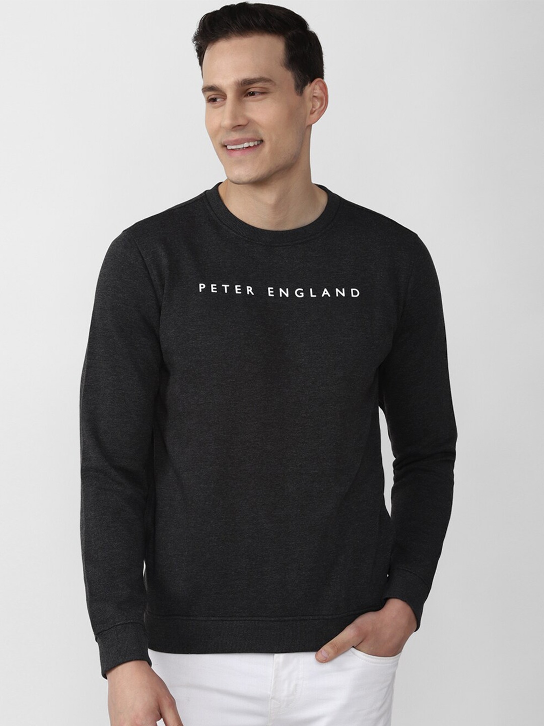 

Peter England Casuals Men Black Printed Sweatshirt