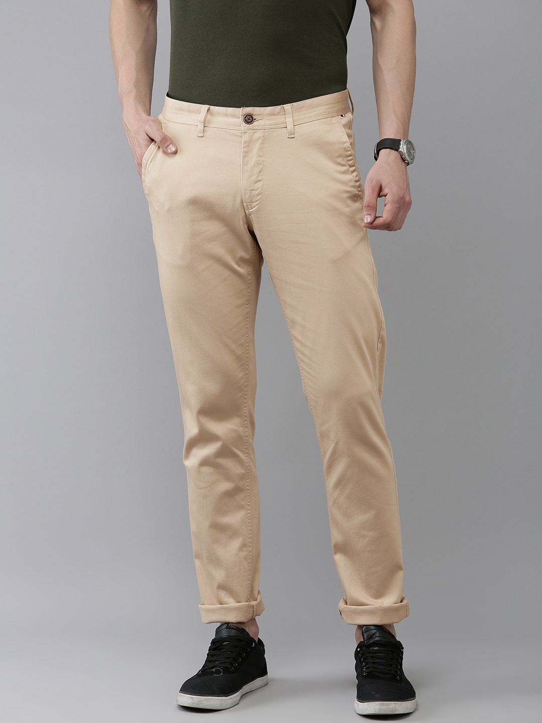 

Van Heusen Sport Men Mid-Rise Slim Fit Casual Trousers, Beige