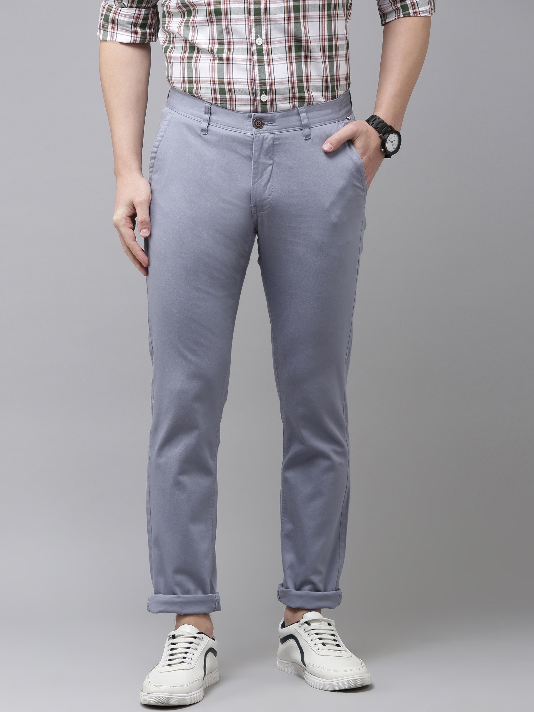 

Van Heusen Sport Men Slim Fit Mid-Rise Casual Trousers, Blue