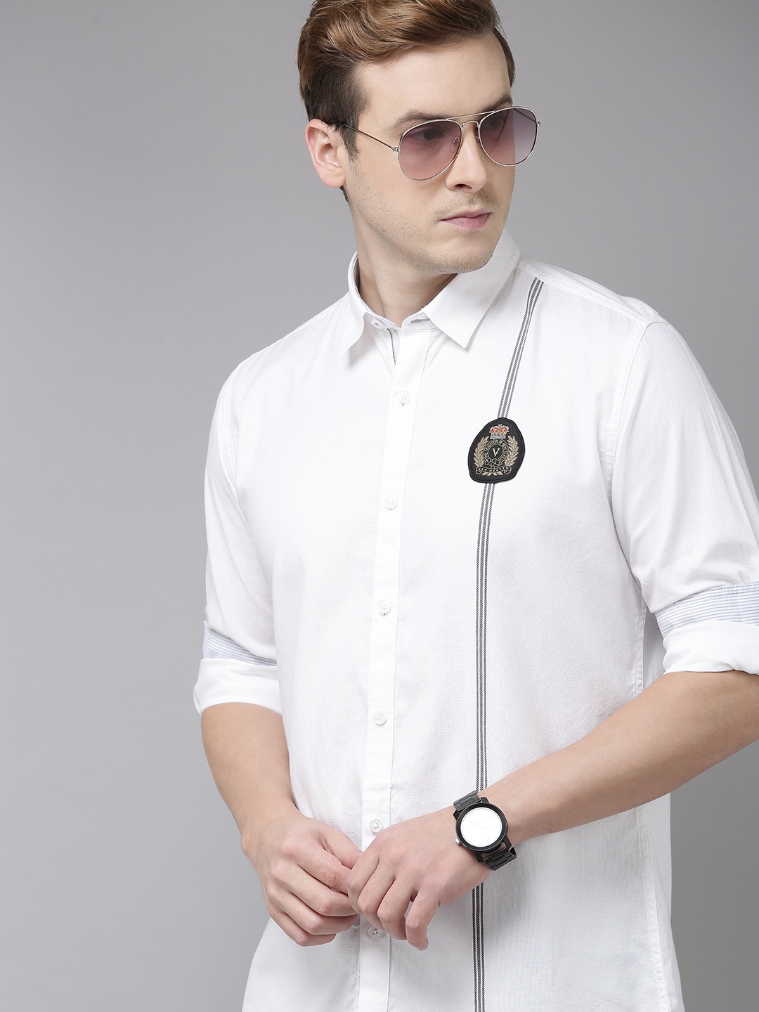 

Van Heusen Sport Men Pure Cotton Slim Fit Striped Casual Shirt, White
