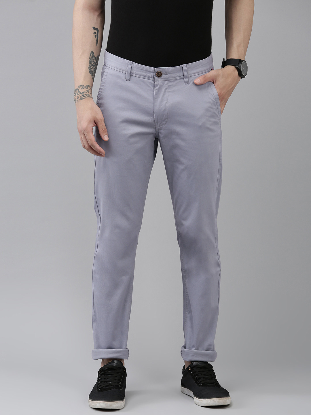 

Van Heusen Sport Men Flat Front Mid Rise Slim Fit Trousers, Blue