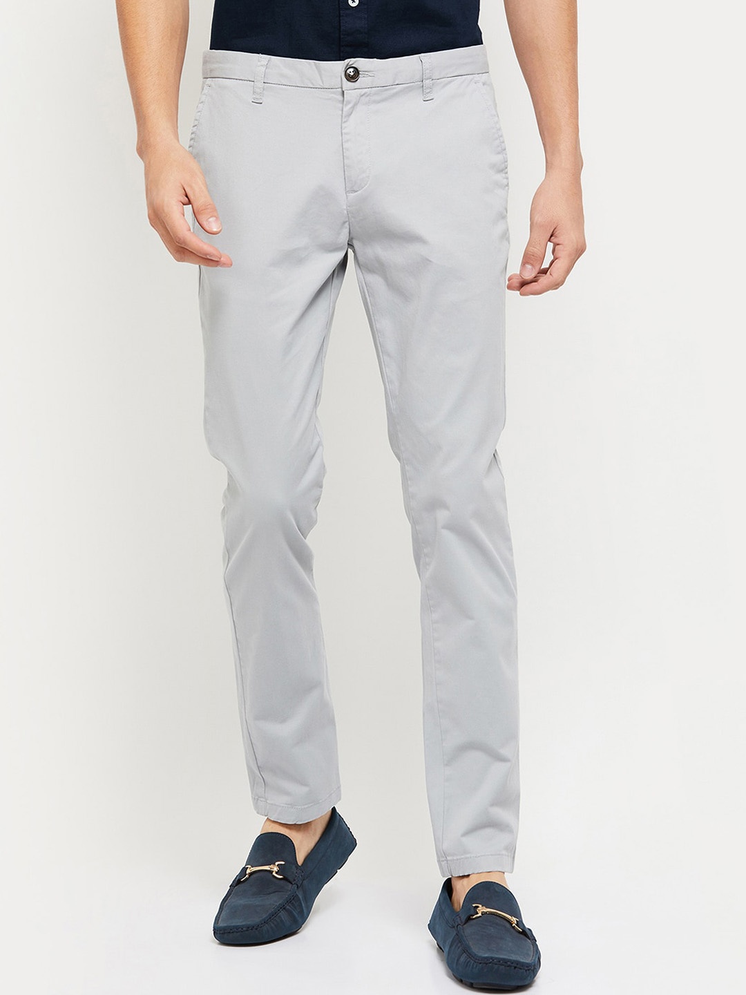 

max Men Grey Chinos Trousers