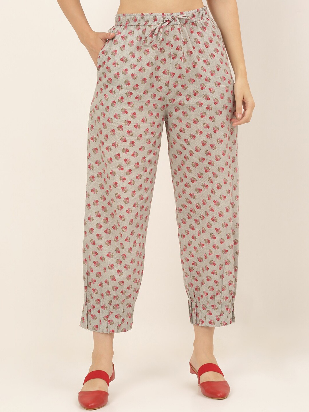 

Laado - Pamper Yourself Women Grey Printed Pure Cotton Salwar