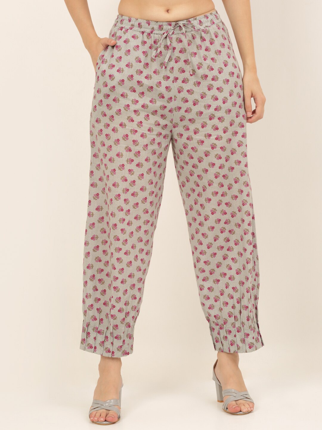Laado - Pamper Yourself Women Grey Printed Pure Cotton Salwar