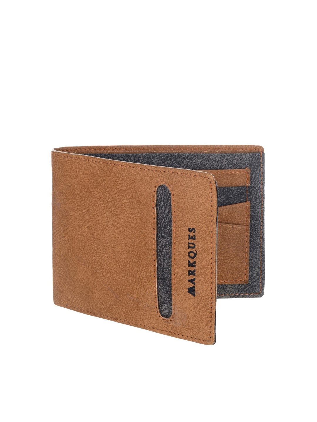 

MARKQUES Men Three Fold Wallet with SIM Card Holder, Tan