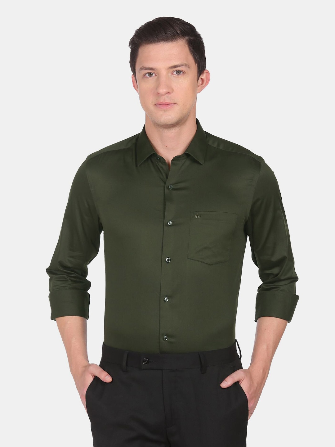 

Arrow Men Olive Green Slim Fit Cotton Formal Shirt