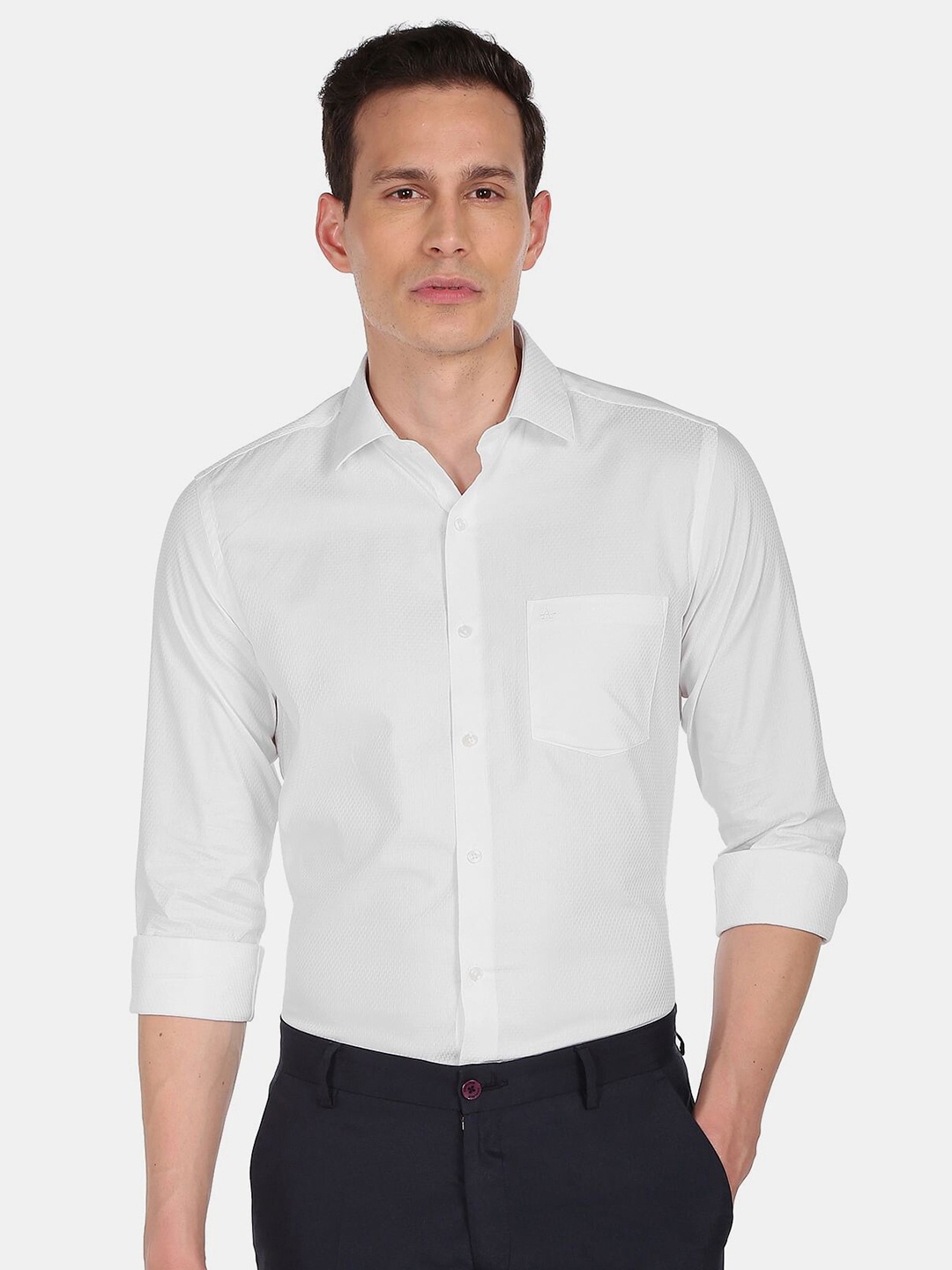 

Arrow Men White Solid Cotton Formal Shirt