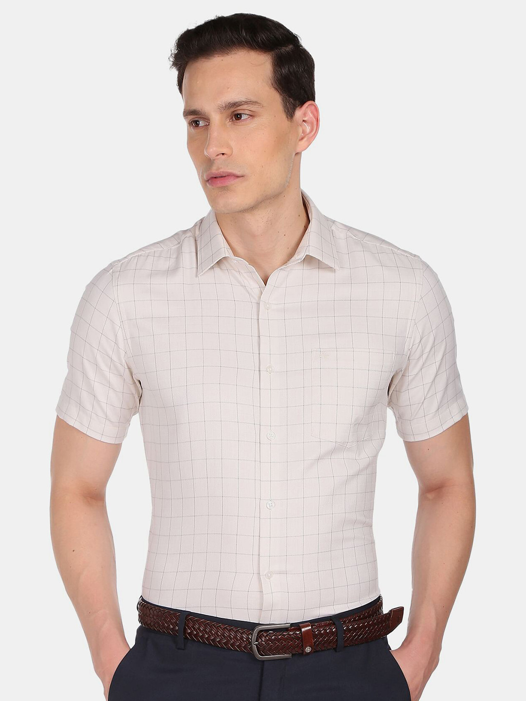 

Arrow Men Off White Checked Pure Cotton Formal Shirt