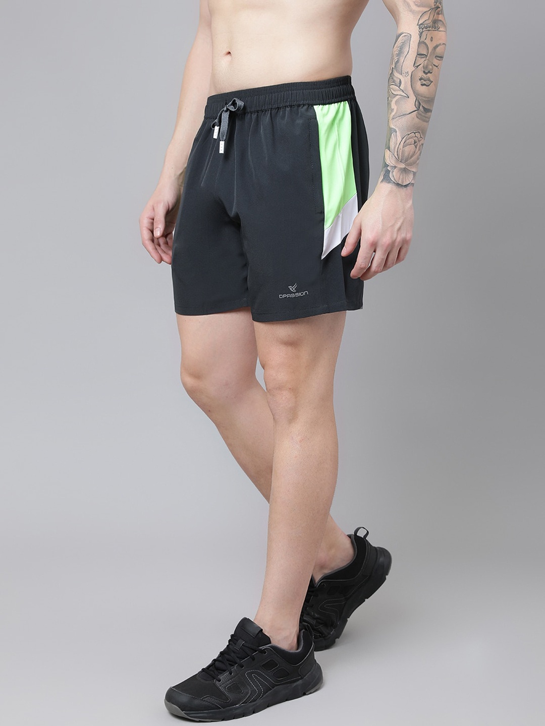 Dpassion Men Solid Running Sports Shorts, Grey