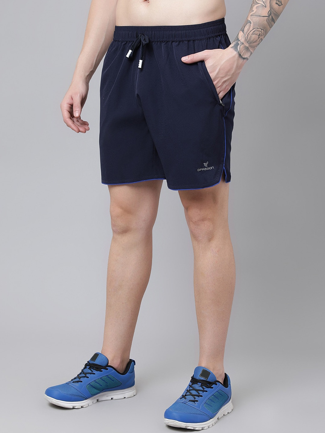

Dpassion Men Solid Running Sports Shorts, Navy blue