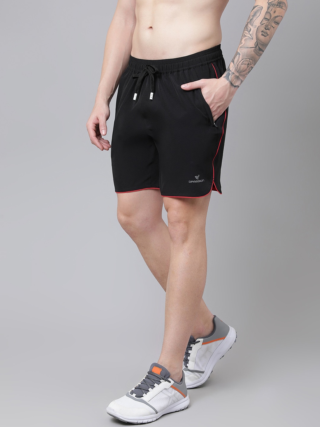 

Dpassion Men Solid Running Sports Shorts, Black