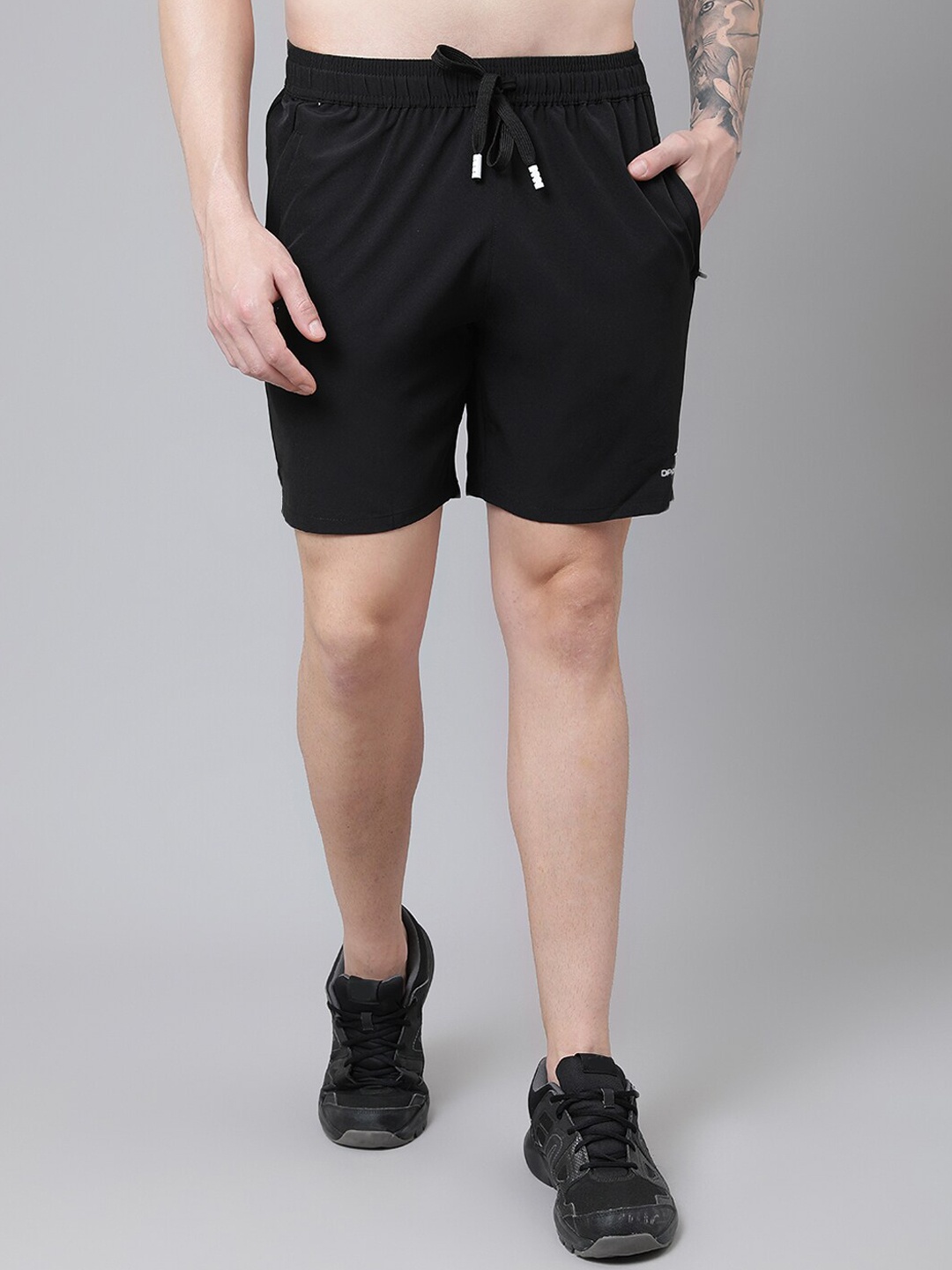 Dpassion Men Solid Running Sports Shorts, Black